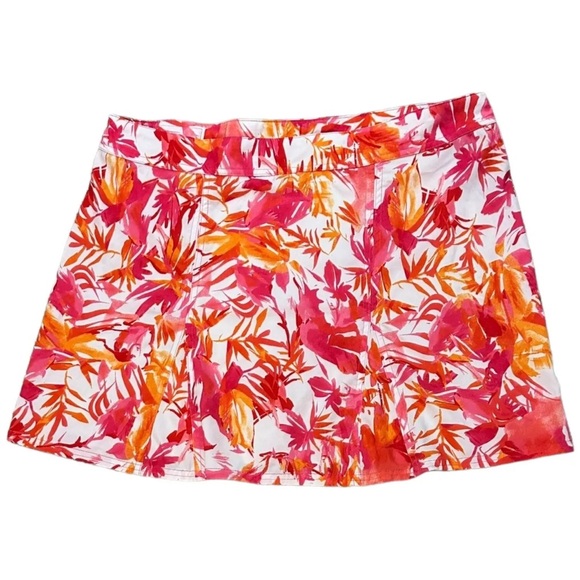 Rip Skirt Hawaii Size XL Orange Pink Tropical Floral Print Mini Wrap Skirt - Picture 2 of 8